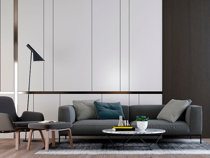 Salón minimalista y moderno